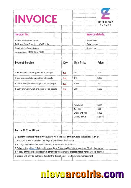 Event Planner Invoice